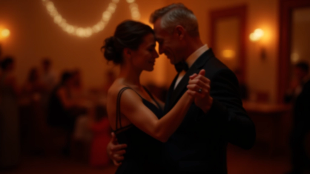 Intimate tango dance moment showing proper connection and posture between partners
